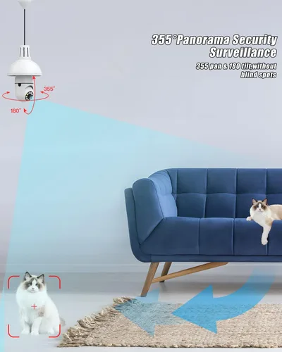 Miniatura 5 de UPULTRA 2PK - Cámara de seguridad de bombilla de luz, cámaras de seguridad inalámbricas de 360° para seguridad del hogar en interiores y exteriores