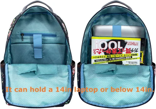 Miniatura 66 de Leaper Mochila para laptop para mujer: linda mochila floral para escuela, universidad, viajes, trabajo, mochila ligera para niños, Negro margarita