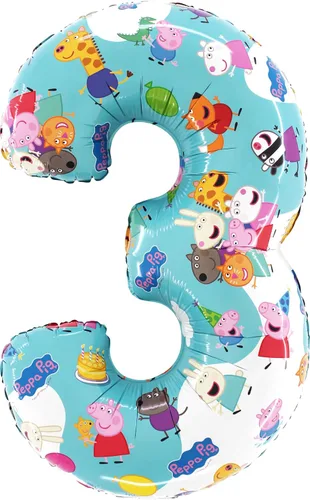 Miniatura 3 de Toyland® 66 cm (26") Peppa Pig, George y sus amigos Globo de papel de aluminio con número - Globos para fiesta de niños - Números del 1 al 6