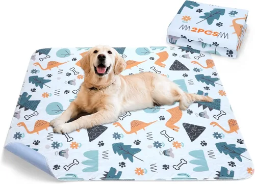 Miniatura 22 de Almohadillas lavables para orina para perros, paquete de 2 unidades grandes de 48 x 48 pulgadas, almohadillas reutilizables súper absorbentes