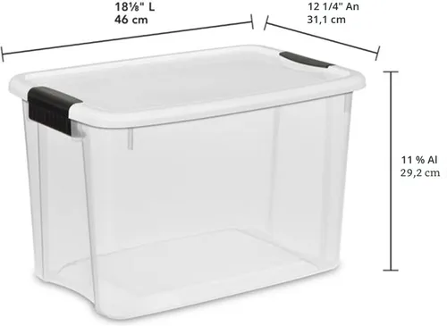 Miniatura 3 de Sterilite paquete de 12 unidades de contenedores de almacenamiento con pestillos ultra, con tapas, plástico transparente, 30 cuartos de galón