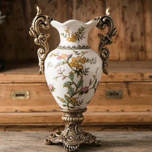 Miniatura 11 de Jarrón moderno de mesa alta, jarrones grandes de cerámica para decoración del hogar, florero rosa clásico creativo de 16.5 pulgadas, recipiente
