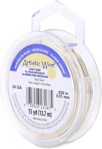 Miniatura 107 de Artistic Wire, alambre para manualidades de calibre 22 bañado en plata, resistente a las manchas, color cobre, blanco, 9,1 m