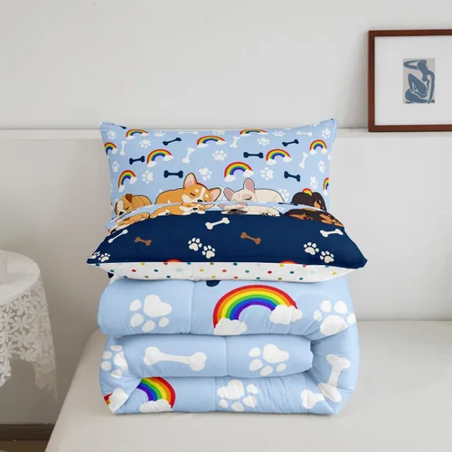 Miniatura 5 de Juego de edredón de dibujos animados para niños, tamaño individual, lindo juego de edredón con estampado de patas de cachorro para niños