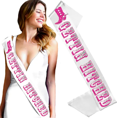 Miniatura 5 de Disco Cowgirl - Traje de despedida de soltera - Cowgirl Getting Hitched Bride Sash - Country Western Bridal Shower