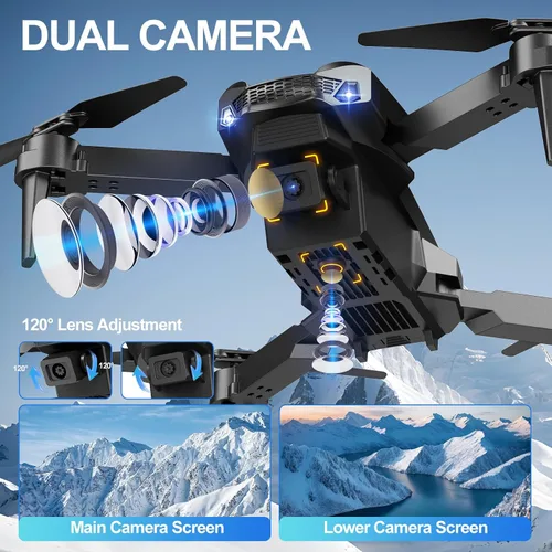 Miniatura 6 de Dron con cámara 1080P, mini dron plegable de Navidad para adultos y principiantes, modo sin cabeza, retención de altitud, inicio y aterrizaje