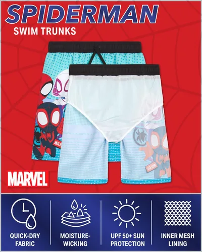 Miniatura 2 de Marvel Traje de baño de los Vengadores para niño, Spider-Man, Capitán América, traje de baño de secado rápido UPF 50+ para niños (2T-12)