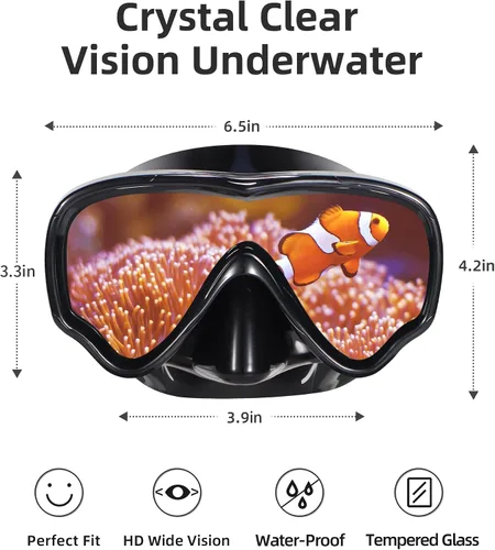 Miniatura 7 de EverSport Gafas de natación para adultos con cubierta para la nariz, máscara de buceo transparente antivaho amplia visión sin borrosidad para Negro