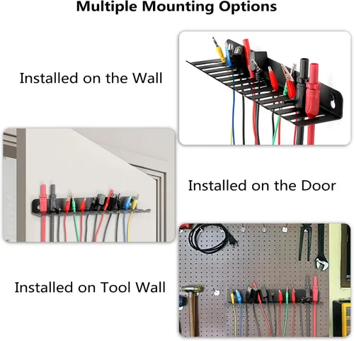 Miniatura 6 de Sumnacon Colgador y organizador de cables montado en la pared, colgador de cables de 13 ranuras para cables, ancho de ranuras para cables de hierro