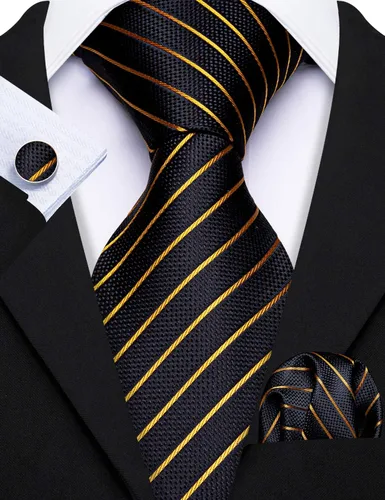 Miniatura 38 de Barry.Wang Juego de corbatas para hombre, corbata de seda a rayas, tejido a cuadros, gemelos formales, negocios, boda