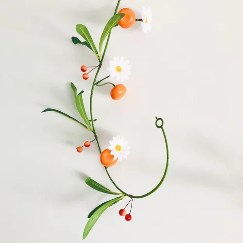 Miniatura 9 de Guirnalda artificial de vid de plantas de mandarina, naranjas colgantes, bayas, kumquat, limón, blanco, guirnalda de flores para el hogar, jardín