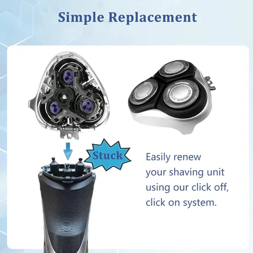 Miniatura 3 de PT Cabezales de repuesto para afeitadoras Philips Norelco Aquatec, cuchillas de afeitar para PT720 PT725 PT730 PT735 PT860 PT870. Cabezales, cabeza
