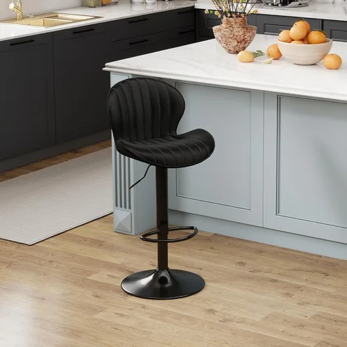 Miniatura 13 de Youhauchair - Juego de 2 taburetes de bar modernos, de terciopelo con altura ajustable y giratorios, sillas de isla de cocina sin brazos con Azul