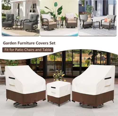Miniatura 6 de Cubiertas para juego de muebles de patio Aacabo para 3 piezas de bistró al aire libre, cubierta impermeable 100% para muebles de exterior para 2