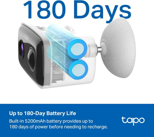 Miniatura 2 de Cámara de seguridad exterior inalámbrica Tapo, 1080P, hasta 180 días de batería, detección gratuita de personas, visión nocturna a color, Blanco