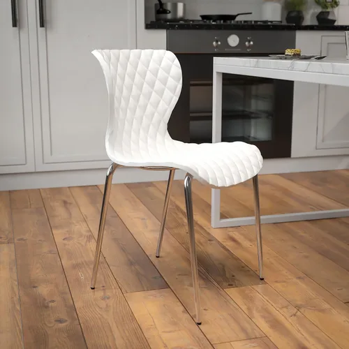 Miniatura 2 de Flash Furniture Silla apilable de plástico blanco con diseño contemporáneo Lowell