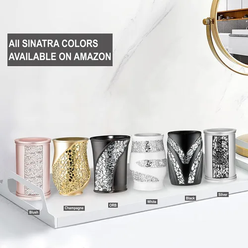 Miniatura 5 de Zahari Home Sinatra - Vaso de baño para cepillos de dientes y pasta de dientes, organizador de brochas de maquillaje, color negro