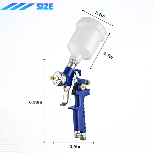 Miniatura 2 de Zpana Mini pistola pulverizadora HVLP para automóvil, rociador de pintura de aire de alimentación por gravedad para vehículos con boquilla de 0.031