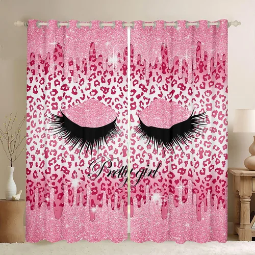Miniatura 8 de Cortinas de pestañas femeninas con estampado de animales, cortinas y cortinas de lujo estilo princesa, 76 pulgadas de ancho x 45 pulgadas de largo