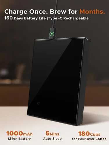 Miniatura 8 de Báscula de café con sincronización automática, báscula de espresso recargable con temporizador, relaciones y pantalla de caudal, 3 modos, grado
