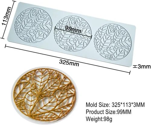 Miniatura 2 de TUKE Molde de silicona para anillos de Tuile para hojas, moldes de silicona para fondant, moldes de Tuile con hojas huecas 3D de chocolate y dulces