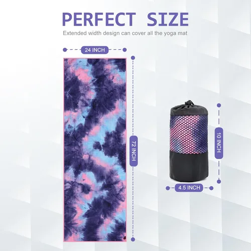 Miniatura 7 de Eunzel Paquete de 2 Toallas de Yoga Caliente con Punto de Agarre, Toalla de Tapete de Yoga Antideslizante Absorbente de Sudor para Yoga Caliente
