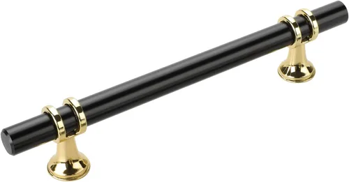 Miniatura 35 de Haliwu - Paquete de 6 perillas doradas negras para gabinete, perillas de cajón en T de dos tonos, perillas de cocina negras mate, perillas sólidas