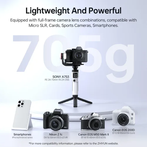 Miniatura 3 de Zhiyun Crane M3S Combo Gimbal Stabilizer for Cameras, Built-in Fill Light, Bluetooth Control, Vertical Shooting, Compatible with Mirrorless Cameras