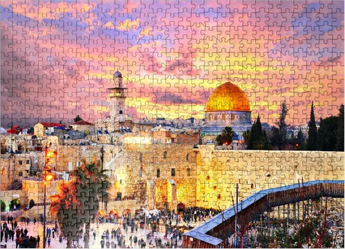 Miniatura 8 de MyPuzzle Skyline of the Old City At The Western Wall y el Temple Mount in Jerusalem Israel - Rompecabezas prémium de 100 piezas para adultos