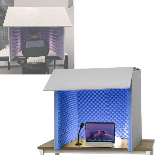 Miniatura 2 de Soundproof Booth Portable Recording Booth Home Studio Booth Desktop Soundproof Cover Simple Isolation Shield Vocal Absorbing Shield Microphone Blue