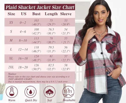 Miniatura 6 de Chaqueta a cuadros para mujer, casual, con botones, manga larga, ropa de moda para otoño