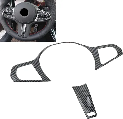 ​Para BMW Serie 3 G20 2020-2022 Cubierta interior del volante de fibra de carbono patrón ABS volante marco decorativo