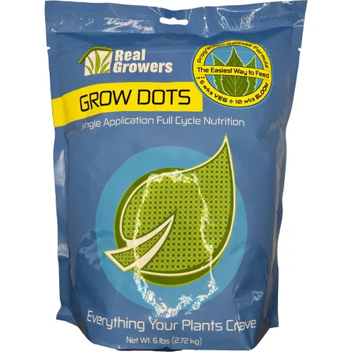 Real Growers Grow Dots Classic 6lb - Nutrientes de liberación programada de una sola aplicación a granel para cultivos sin suelo