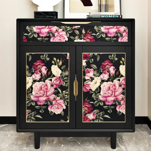Miniatura 6 de Wallercity Papel Tapiz Floral Vintage Despegar y Pegar Papel Tapiz de Rosa Peonía Gabinetes Mesa Superior Papeles Tapiz Impermeable Removible