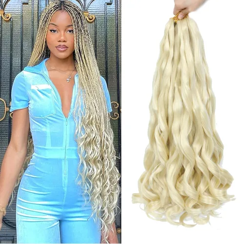 Miniatura 50 de WIPPORYA Cabello Rizado Francés para Trenzar de 24 Pulgadas, 6 Paquetes de Cabello Ondulado Suelto Elástico para Crochet Pre-Estirado 3.53