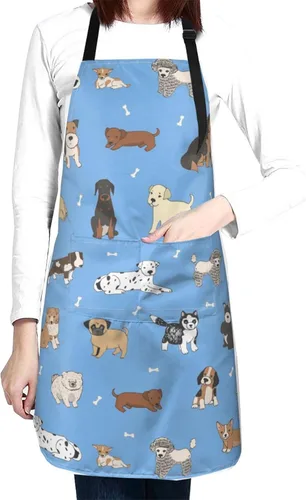 Miniatura 2 de Perinsto Delantal Impermeable para Mascotas Perros Gatos Animales Lindos con Babero para Aseo Cocina Horneado Pintura Jardinería Perro (azul)