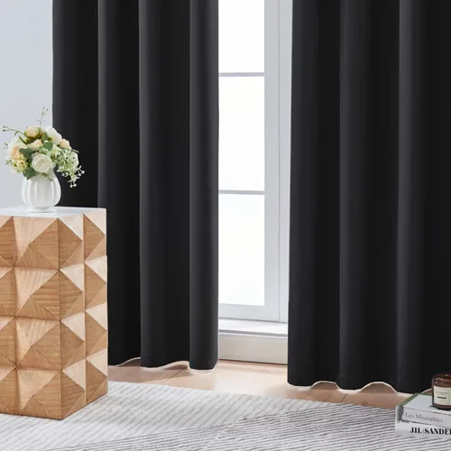 Miniatura 4 de Aiyufeng - Cortinas opacas negras cortas de 36 pulgadas para Halloween, juego de 2 paneles con bolsillo de barra para privacidad, cortinas de capas