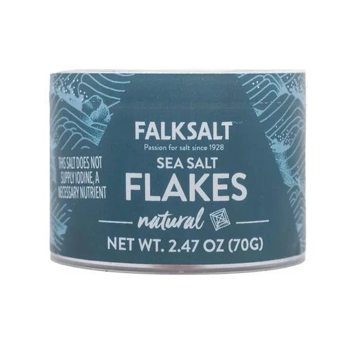 FALKSALT | Copos de sal marina naturales orgánicas de 2.47 onzas | Certificado sin OMG, Kosher y Halal | Copos de sal marina de acabado gourmet | 5