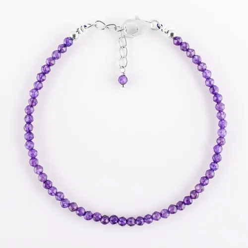 Miniatura 4 de InfinityGemsArt Natural Stone Beads Dainty Bracelet Jewelry for Women, Crystals and Gemstones Birthstone 925 Sterling Silver Chain 8 inch Gifts For