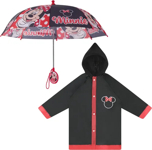 Disney Paraguas y deslizadores para niños Minnie MouseMoanaVampirina - Conjunto de ropa de lluvia para niños pequeños y niñas pequeñas para edades