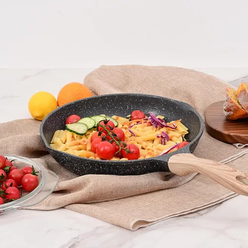 Miniatura 5 de JEETEE - Sartén antiadherente de 8 pulgadas, utensilios de cocina con revestimiento de piedra, sartén antiadherente para tortilla con mango Gris
