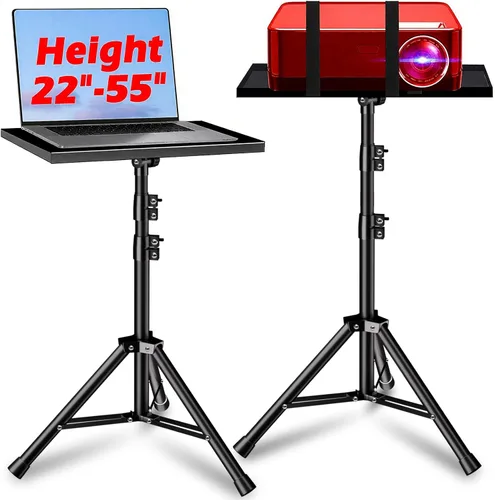 Miniatura 7 de Soporte para proyector, soporte para laptop de 22 a 55 pulgadas, trípode para proyector con soporte para teléfono, trípode para proyector