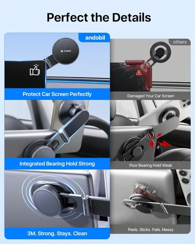 Miniatura 7 de andobil 3rd Gen Tesla Phone Mount 【Upgrade Adhesive & Upgrade Stongest Magnet】 Phone Holder for Tesla New Model Y Juniper Model 3, 360° Adjustable