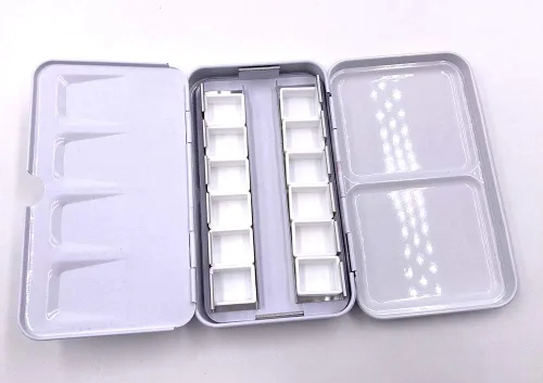 Miniatura 4 de Aliotech Travel Artist - Caja vacía de acuarela, caja de pintura con paleta, lata pequeña colorida con 12 medias bandejas (colorido)