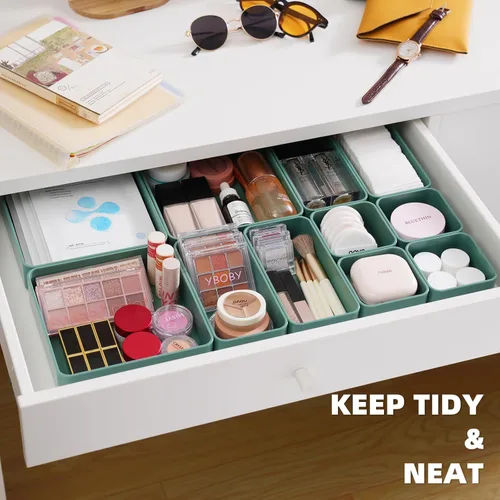 Miniatura 4 de CHANCETSUI Organizador de maquillaje, juego organizador de cajones apilables, bandejas organizadoras de escritorio de baño y encimera de tocador