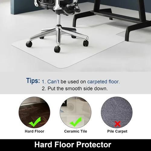 Miniatura 5 de AiBOB - Cubrepiso para Silla de Oficina para Pisos de Madera Dura, 36 x 48 pulgadas, Alfombras de Silla de Piso Duro Bajo el Escritorio