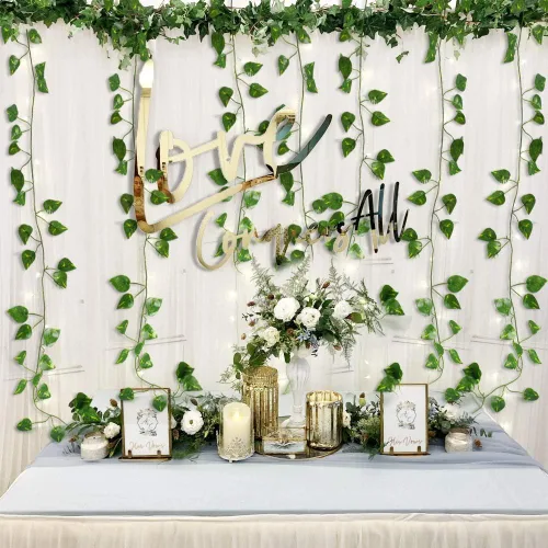 Miniatura 4 de Guirnalda de vides artificiales de 84 pies, hojas colgantes falsas, plantas de follaje sintético para bodas, fiestas, jardín, hogar, cocina