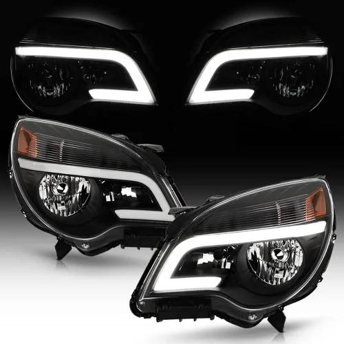 ACANII - For [Halogen Model] 2010-2015 Chevy Equinox Black Upgrade Style LED Tube Headlights Headlamps Pair Left+Right
