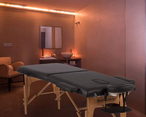 Miniatura 2 de BestMassage Cama de Masaje Portátil Mesa de Masaje de 28 Pulgadas de Ancho Cama de Pestañas Altura Ajustable Cuero PU 2 Plegable con Bolsa Oxford