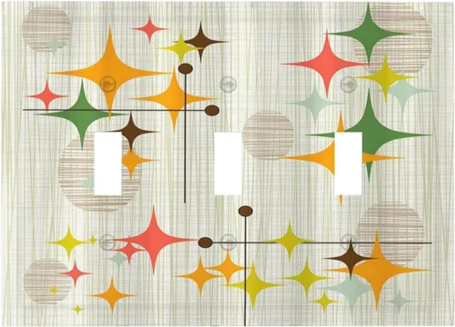 Miniatura 214 de Cubiertas Decorativas para Placas de Interruptor Abstracto Moderno de Mediados de Siglo Arco Boho Sol Dorado Hoja 1 Gang Placa de Pared Cubierta